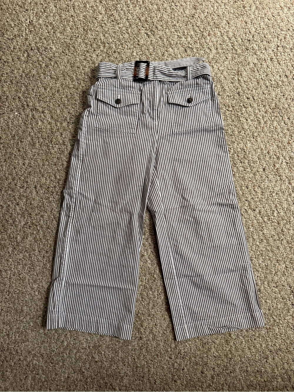 LOFT Striped Capris Wide-Leg Pants with Belt